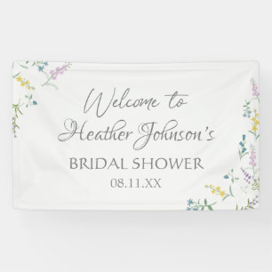 Banderoles Fête de mariage floral élégant aquarelle Wildflowe