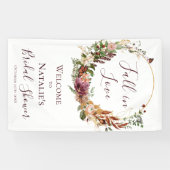 Banderoles Fête de Mariage Florale d'Automne Bienvenue (Horizontal)