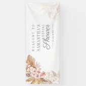 Banderoles Fête de mariage Pampas Fleurs roses (Vertical)