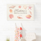 Banderoles Fête de Mariage sur la Plage Coquillages Roses (En situation)
