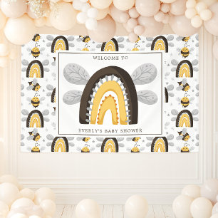 Banderoles Fête de naissance arc-en-ciel abeille bourdonnante