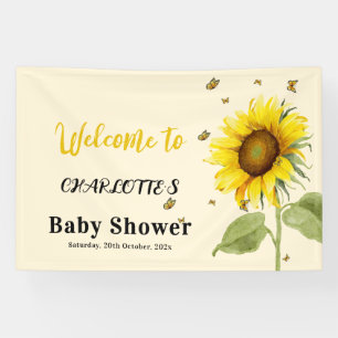 Banderoles Fête de Naissance Tournesol Aquarelle avec Papillo