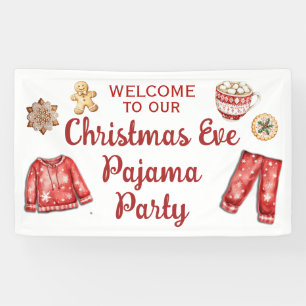 Banderoles Fête de Noël en pyjama avec biscuits et chocolat c