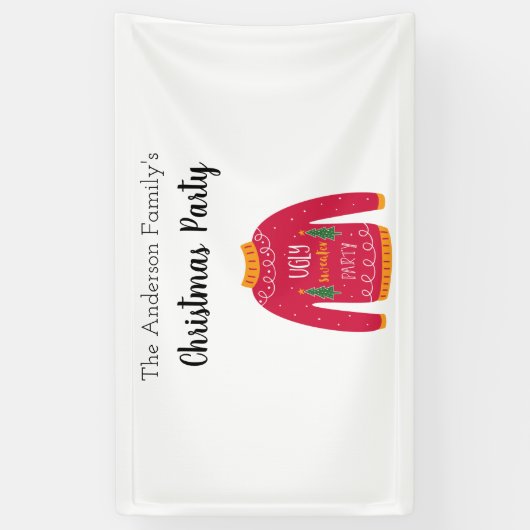 Banderoles Fête de Noël laide pull rouge blanc (Vertical)