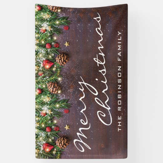 Banderoles Fête de Noël rustique (Vertical)