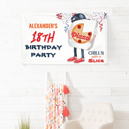 Banderoles Fête de pizza drôle (En situation)