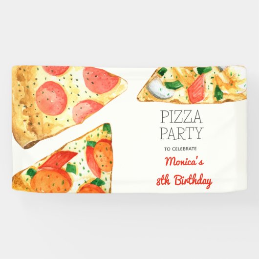 Banderoles Fête de pizza Watercolor (Horizontal)