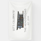 Banderoles Fête de réchauffement de la maison moderne (Vertical)