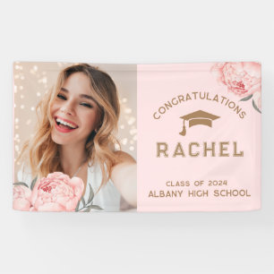 Banderoles Fête de remise de diplômes Florale Rose Pâle Éléga