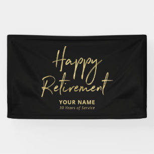 Banderoles Fête de retraite noire et or joyeuse
