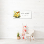 Banderoles Fête des mariées à papillon jaune chic Hydrangea (En situation)