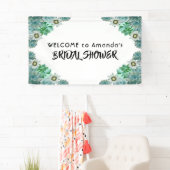 Banderoles Fête des mariées accueil blanc vert succulents (En situation)