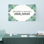 Banderoles Fête des mariées accueil blanc vert succulents (Salon professionnel)