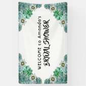 Banderoles Fête des mariées accueil blanc vert succulents (Vertical)