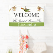 Banderoles Fête des mariées | Aquarelle de colibri vert (En situation)