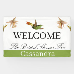 Banderoles Fête des mariées   Aquarelle de colibri vert