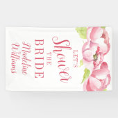 Banderoles Fête des mariées | Aquarelle Peonies roses (Horizontal)