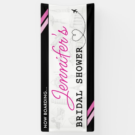 Banderoles Fête des mariées Black Boarding Pass (Vertical)