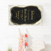 Banderoles Fête des mariées Black White & Gold (En situation)