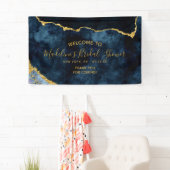 Banderoles Fête des mariées d'agrafe en or bleu marine Bienve (En situation)