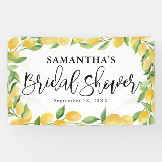 Banderoles Fête des mariées d'aquarelle Citrus citron (Horizontal)