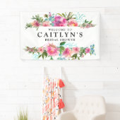 Banderoles Fête des mariées d'aquarelle rose Peony Floral (En situation)