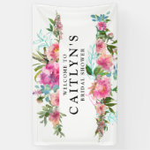 Banderoles Fête des mariées d'aquarelle rose Peony Floral (Vertical)