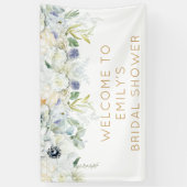 Banderoles Fête des mariées de bienvenue Nom Floraux blancs F (Vertical)
