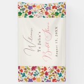 Banderoles Fête des mariées de fleurs pourpre jaune de moutar (Vertical)