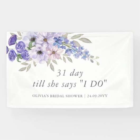 Banderoles Fête des mariées de script chic violet (Horizontal)