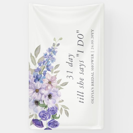 Banderoles Fête des mariées de script chic violet (Vertical)