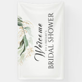 Banderoles Fête des mariées d'Eucalyptus or vert Bienvenue (Vertical)