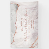 Banderoles Fête des mariées dorée blanche et Rose Gold Agate (Vertical)