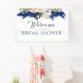 Banderoles Fête des mariées en laiton bleu marine Pampas Bien (En situation)