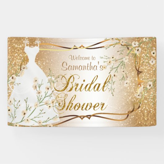 Banderoles Fête des mariées en Parties scintillant Or 2 (Horizontal)