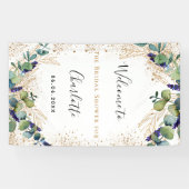 Banderoles Fête des mariées eucalyptus verdure accueil élégan (Horizontal)