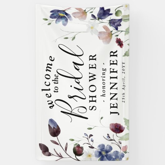 Banderoles Fête des mariées Fleur sauvage Chic Boho (Vertical)