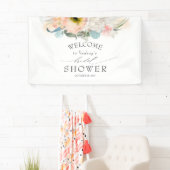 Banderoles Fête des mariées florale blanche et rose (En situation)