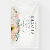 Banderoles Fête des mariées florale blanche et rose (Vertical)