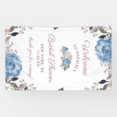 Banderoles Fête des mariées Florale Bleue Parisienne Bienvenu (Horizontal)