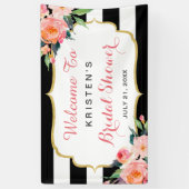 Banderoles Fête des mariées Florale moderne à rayures blanche (Vertical)