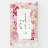 Banderoles Fête des mariées florale rose (Vertical)