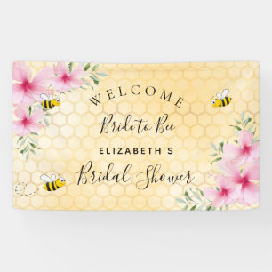 Banderoles Fête des mariées florale rose nid d'abeille