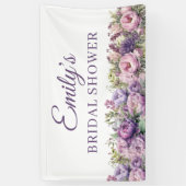 Banderoles Fête des mariées florale rose pourpre (Vertical)