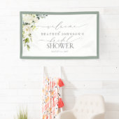 Banderoles Fête des mariées Gris Vert Aquarelle Floral Bienve (En situation)