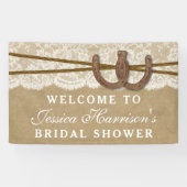 Banderoles Fête des mariées Rustic Kraft & Lace Horseshoe (Horizontal)