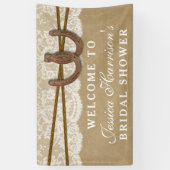 Banderoles Fête des mariées Rustic Kraft & Lace Horseshoe (Vertical)