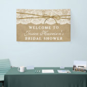 Banderoles Fête des mariées Rustique Kraft, dentelle et bow T (Salon professionnel)