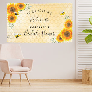 Banderoles Fête des mariées tournesol nid d'abeille