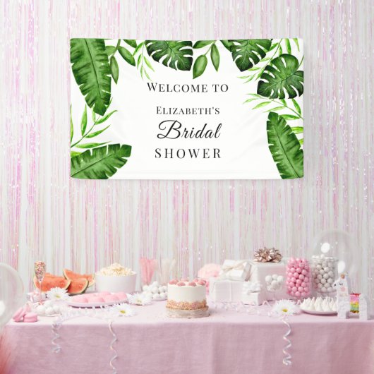 Banderoles Fête des mariées tropicale Aquarelle Script Jungle (Fête)